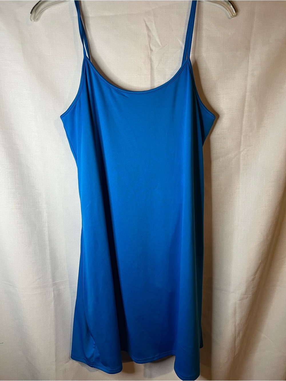 J. Crew Bright Blue Spaghetti-Strap athletic Midi Slip Dress with shorts